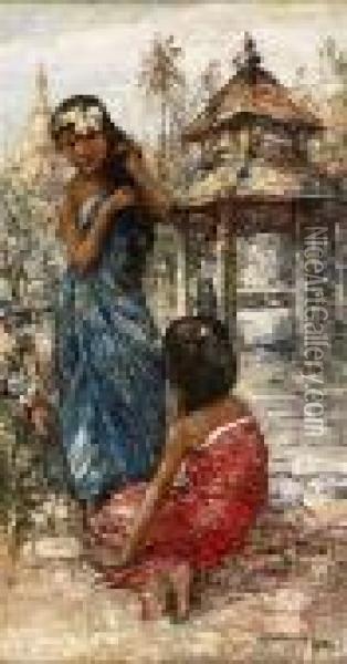 Burmese Girls Oil Painting - Edward Atkinson Hornel