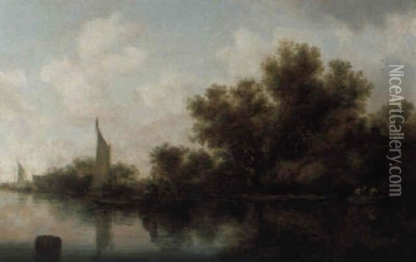 Fluslandschaft Oil Painting - Salomon van Ruysdael