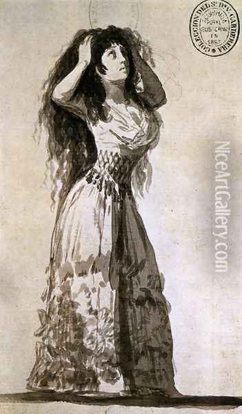 The Duchess of Alba Arranging Her Hair Oil Painting - Francisco De Goya y Lucientes