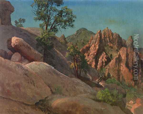 Landscape Study: Owens Valley, California Oil Painting - Albert Bierstadt