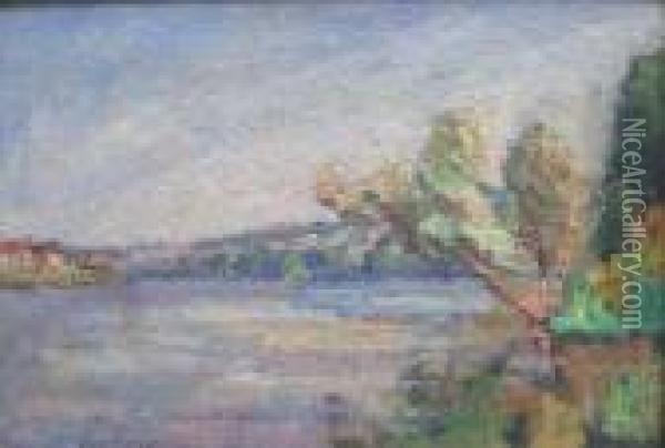  La Seine Entre Lavacourt Et Vetheuil  Oil Painting - Louis Alphonse Abel Lauvray