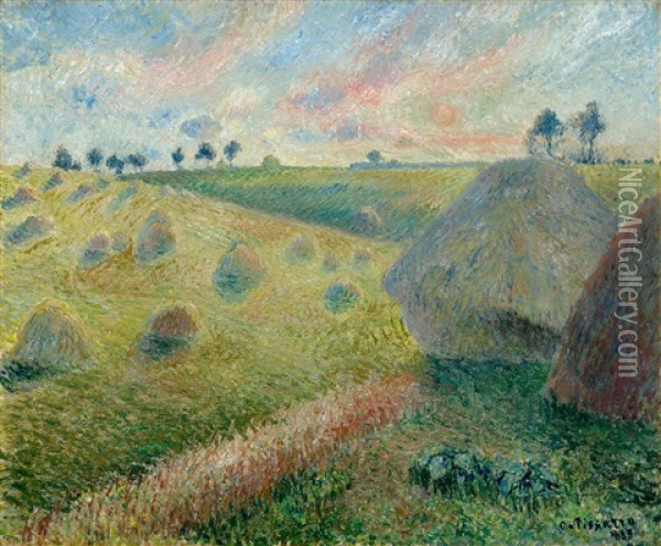 Paysage Avec Meules, Osny Oil Painting - Camille Pissarro