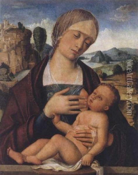 Madonna And Child Oil Painting - Gian Francesco de Maineri