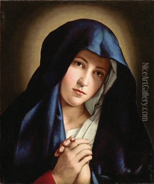 Madonna In Prayer (collaboration W/workshop) Oil Painting - Giovanni Battista Salvi (Il Sassoferrato)
