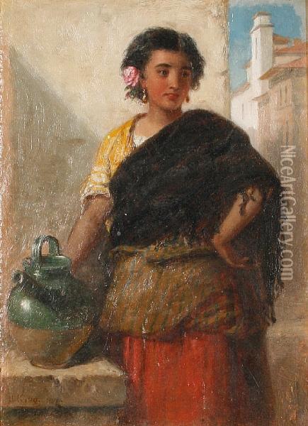 Portrait Of A Spanish Girl Oil Painting - John Phillip