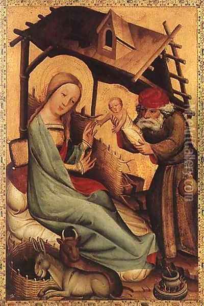 Nativity, panel from Grabow Altarpiece Oil Painting - (Master of Minden) Bertram
