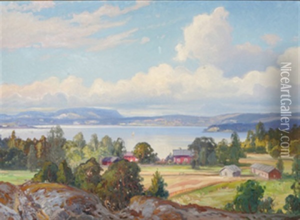 Sommarlandskap Vid Siljan Oil Painting - Carl Brandt