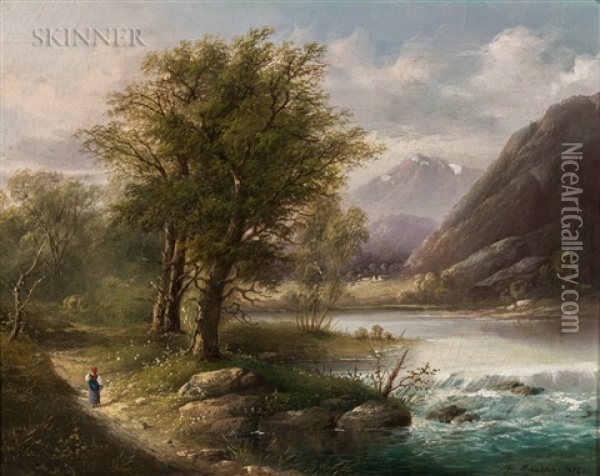 Zirknitzer See, Karnthen Oil Painting - Mikhail Konstantinovich Klodt von Jurgensburg