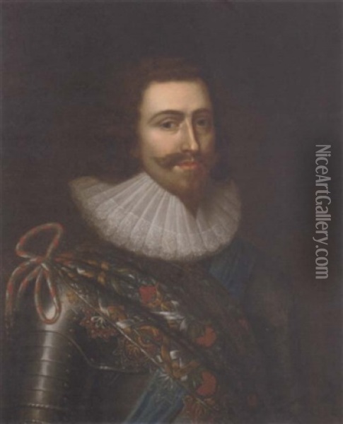 Portrait Of George Villiers, 1st Duke Of Buckingham, In Armour Oil Painting - Daniel Mytens the Elder