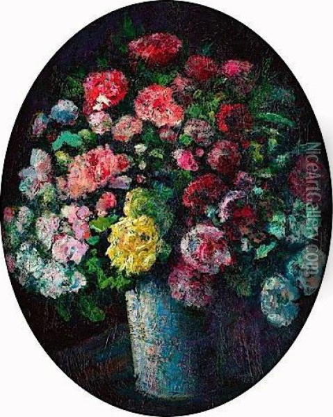 Grand Bouquet De Fleurs Oil Painting - Victor Charreton