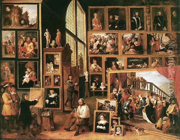 The Gallery of Archduke Leopold in Brussels 1639 Oil Painting - David The Younger Teniers