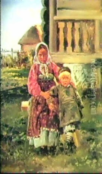 Village Children Oil Painting - Vladimir Egorovich Makovsky