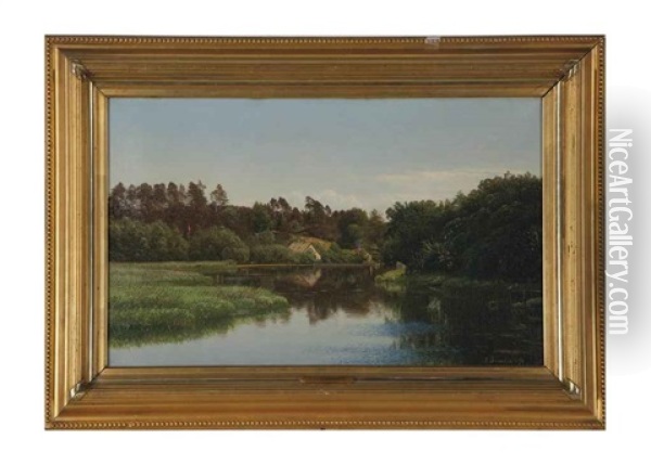 River Landscape Oil Painting - Anton Eric Thornfeld