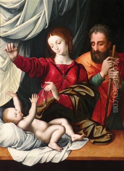 Madonna Del Velo Oil Painting - Cornelis van Cleve