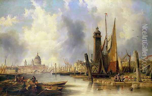 View of London with St. Paul's Oil Painting - James Wilson Carmichael