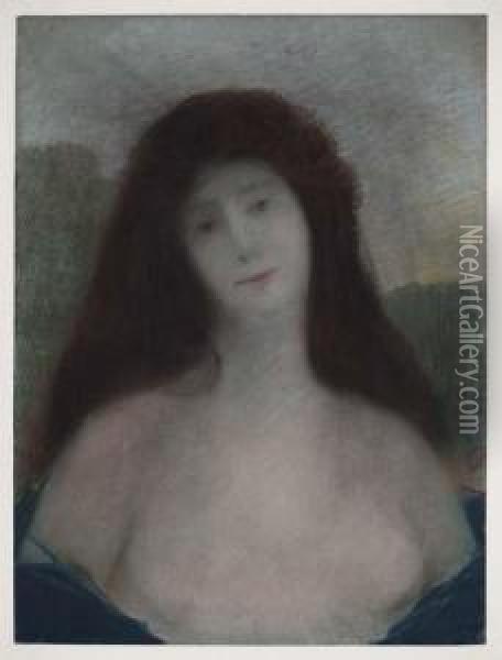 Buste De Femme Oil Painting - Edmond Aman-Jean