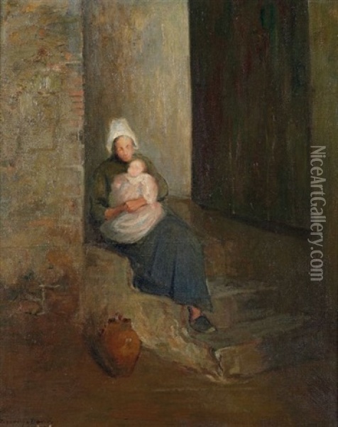 Femme A L'enfant Oil Painting - David Petrovitch Sterenberg