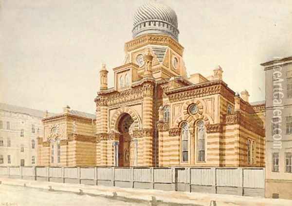 St. Petersburg Synagogue Oil Painting - Russian School
