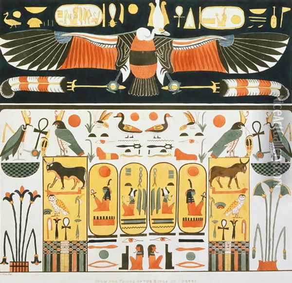 Mural from the Tombs of the Kings of Thebes, discovered by G. Belzoni, plate 2 from Plates Illustrative of the Researches in Egypt and Nubia, engraved by Charles Hullmandel 1789-1850 1820-22 Oil Painting - Ricci, J.