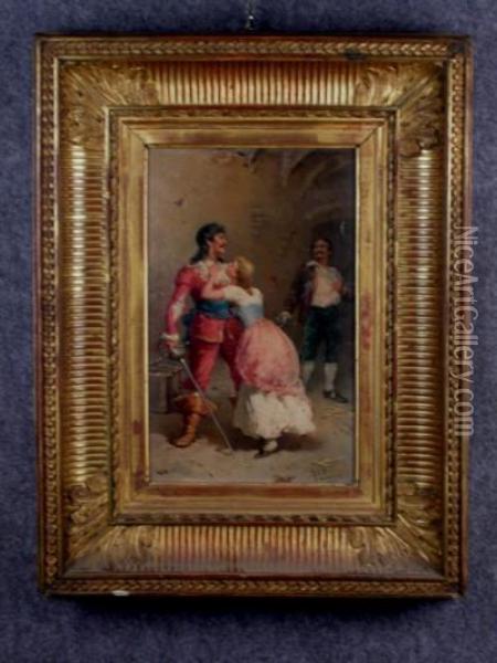 Scena Di Duello Con Damigella Chesupplica Oil Painting - Francesco Peluso
