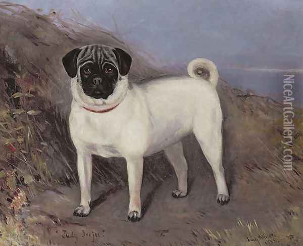 Portrait of a pug-dog named Judy Ju-Ju, 1888 Oil Painting - Lucy Waller