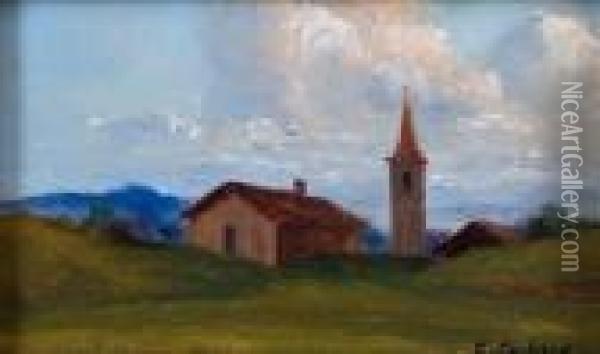 Paesaggio Con Campanile Oil Painting - Giovanni Colmo