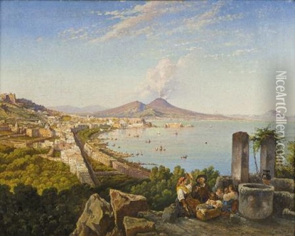 Veduta Di Napoli Da Posillipo Oil Painting - Consalvo Carelli