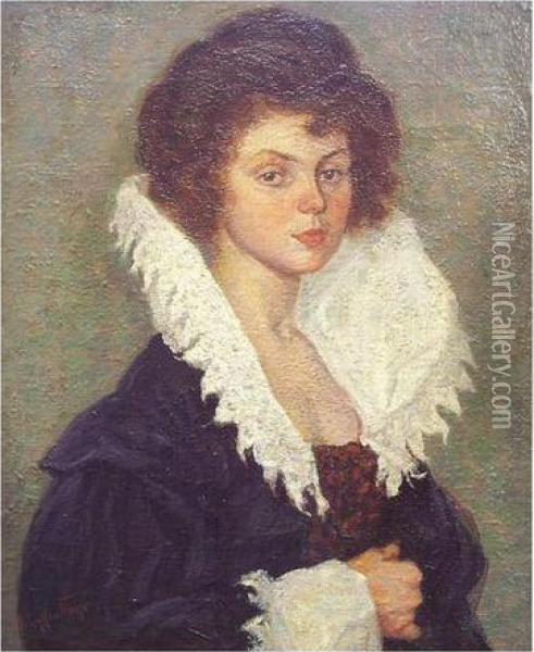 Portrait D Une Elegante Oil Painting - Raphael-Leon Leguilloux