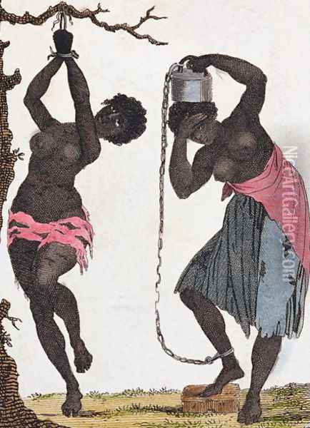 Punishment of two black female slaves, 1811 Oil Painting - John Gabriel Stedman