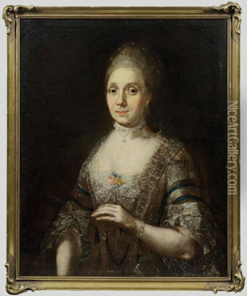 Portrait Der Philippinatheresia Zwenger Aus Fulda Oil Painting - Johann Andreas Herrlein