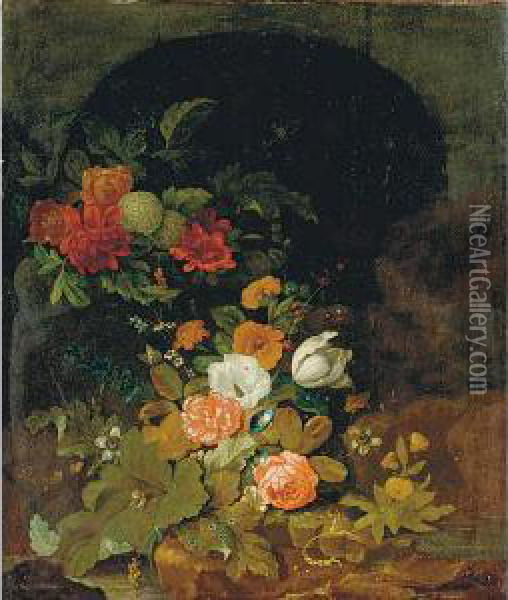 Still Life With Flowers Oil Painting - Jacob Rootius