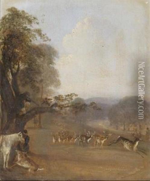 Deer In A Park Oil Painting - H Sargeant