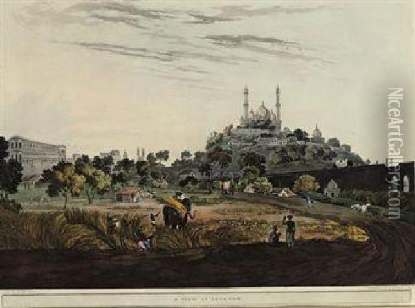 A View At Lucknow; And Poohah Oil Painting - Daniel Havell