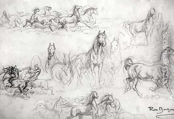 Study of Horses Oil Painting - Rosa Bonheur