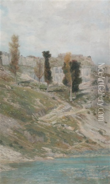 Felsenlandschaft Bei St. Canzian Oil Painting - Karl Mediz