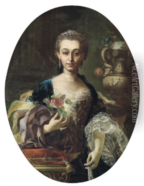 Ritratto Della Principessa Di Bisignano (?) Oil Painting - Giuseppe Bonito