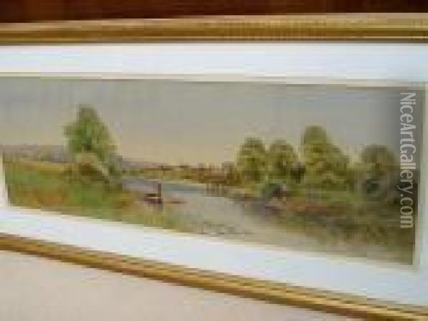 River Landscape Oil Painting - Arthur Stanley Wilkinson