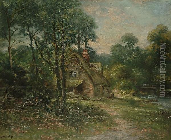 A Cottage By A River Oil Painting - Joseph Wrightson McIntyre