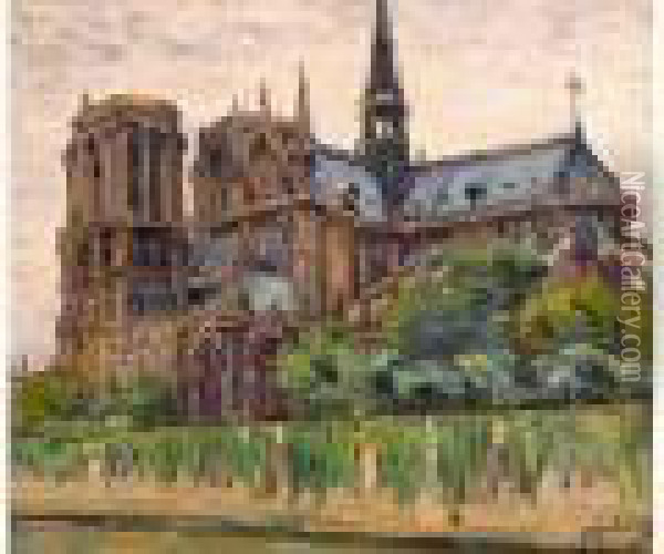 Le Chevet De Notre Dame Oil Painting - Gustave Madelain