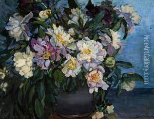 Still Life With Floral Bouquet. Oil Painting - Susan Mary Morse