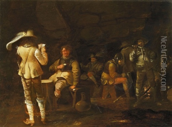 Soldaten Beim Kartenspiel In Einem Gewolbe Oil Painting - Pieter Jansz Quast