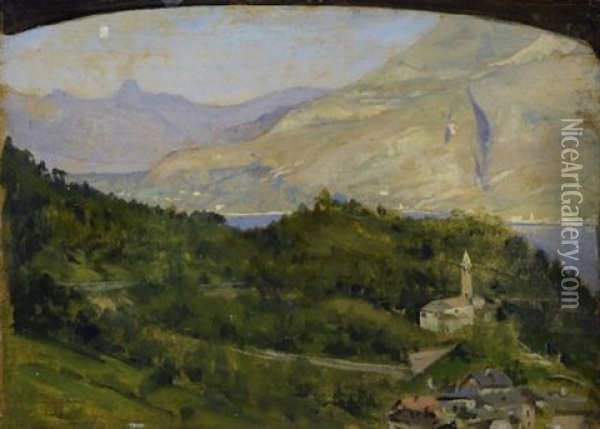 Montagna Di Gordona Vista Da Regoledo Oil Painting - Giovanni Giani