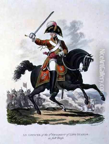An Officer of the 2nd Regiment of Life Guards in Full Dress, engraved by Joseph Constantine Stadler, 1812 Oil Painting - Charles Hamilton Smith
