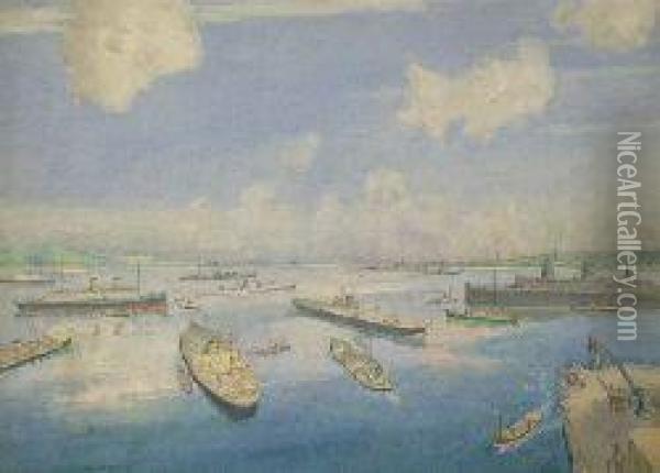 Wartime Shipping Gairloch Oil Painting - Alexander Nikanorov. Novoskoltsev