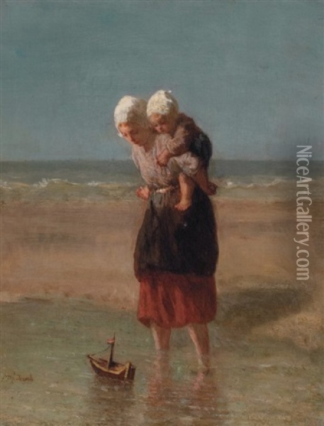 On The Strand Oil Painting - Jozef Israels