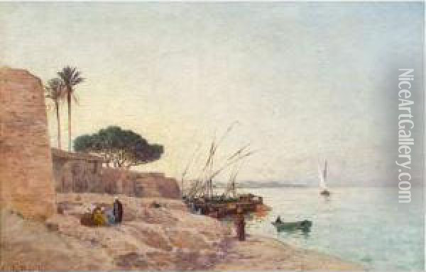 Port Oriental. Oil Painting - Emile Boivin