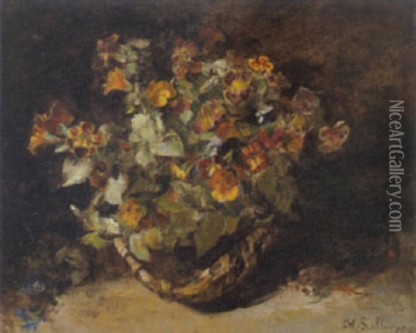 Blumen Im Korb Oil Painting - Jean Marie Rollion