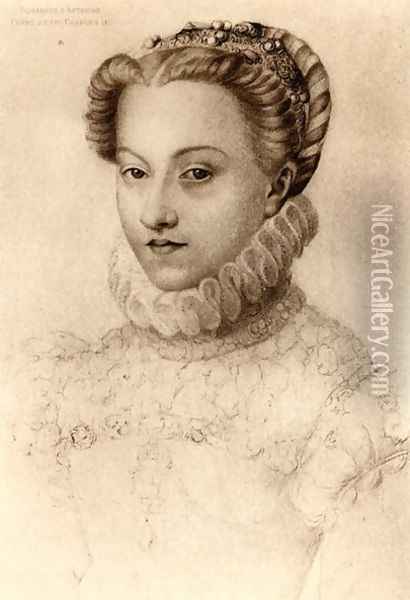 Elizabeth of Austria, Queen of France (1554-92) Oil Painting - Francois Clouet