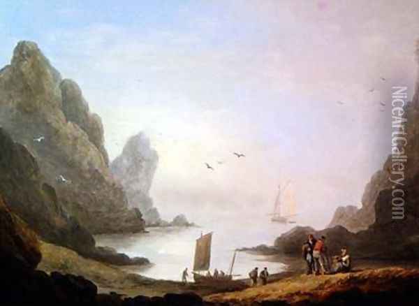 A Secluded Cove Oil Painting - Thomas Luny