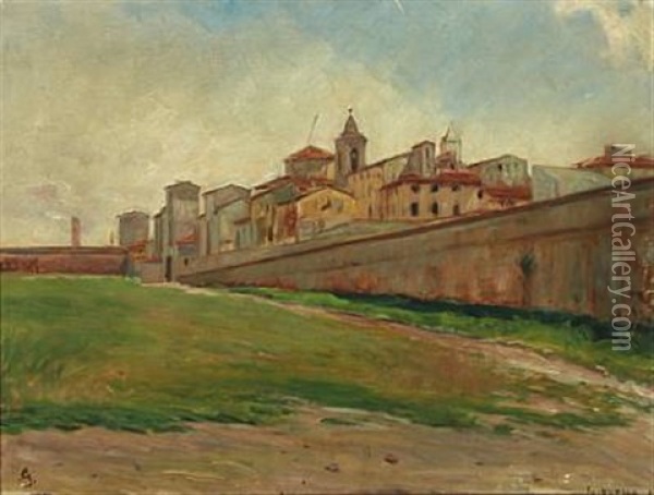 Cityscape Of Livorno Oil Painting - Albert Gottschalk